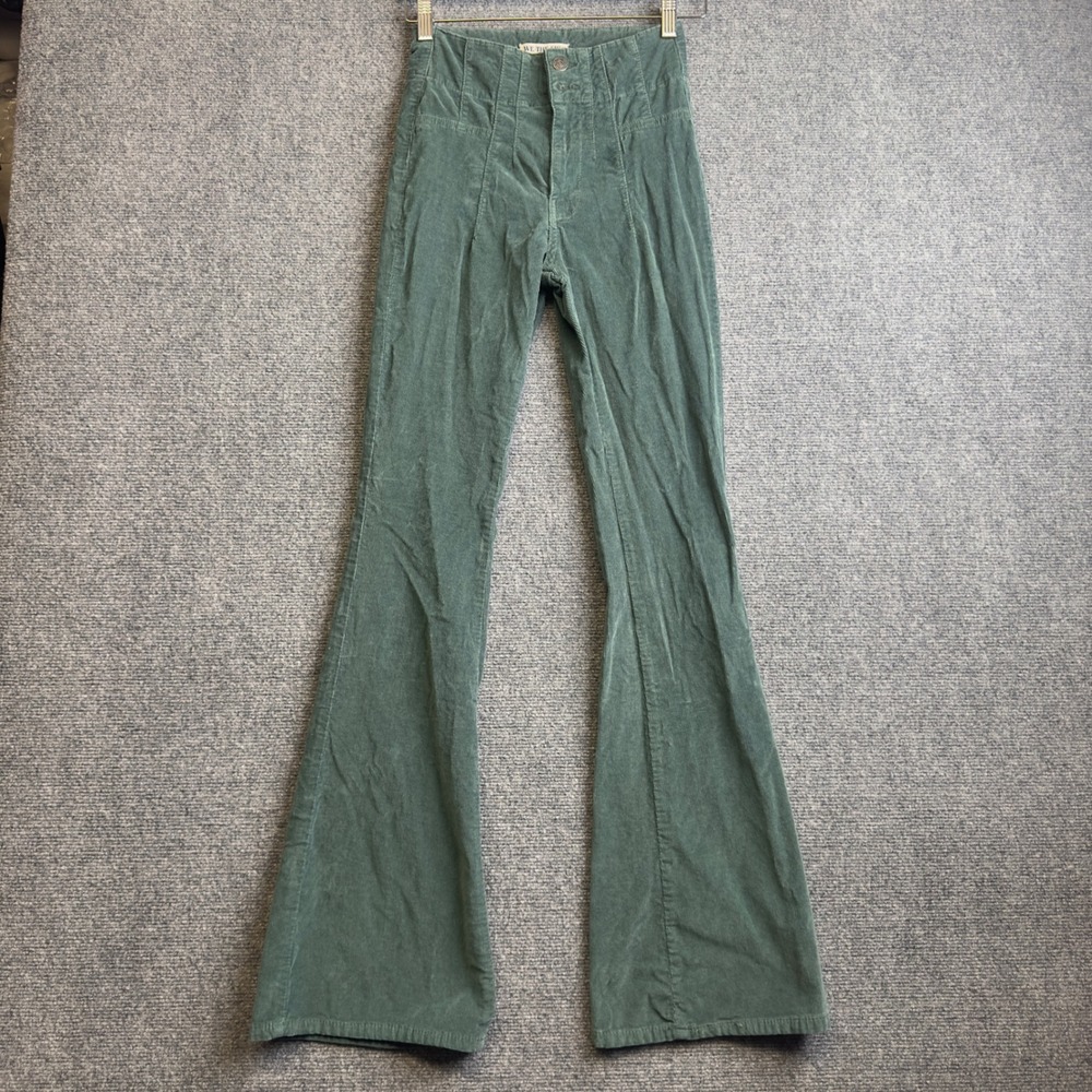 Free People We the Free Pants Womens 24 Green Corduroy Flare Bootcut Y2K Jeans